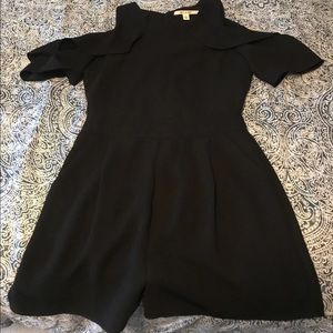 Cold shoulder ruffle black romper